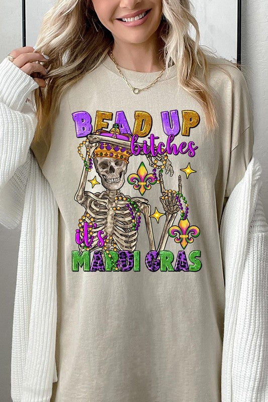 Bead Up Bitches It's Mardi Gras Heavyweight Tee