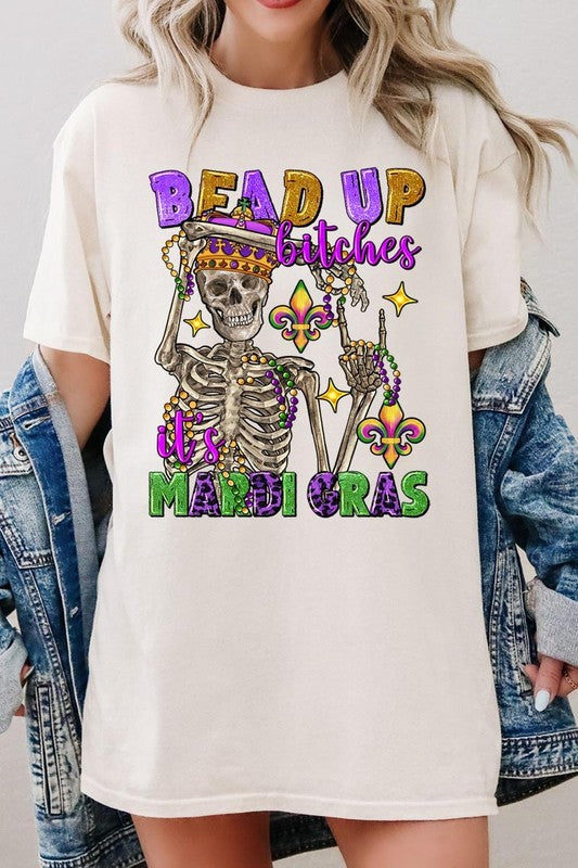 Bead Up Bitches It's Mardi Gras Heavyweight Tee