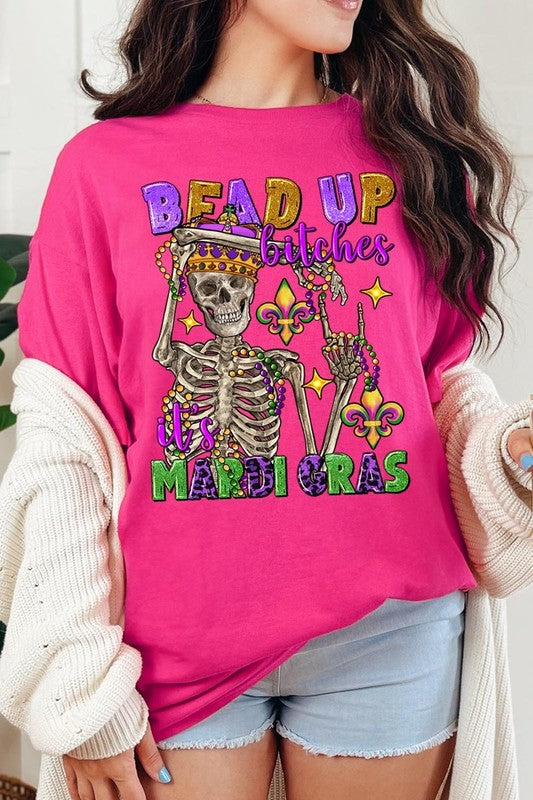 Bead Up Bitches It's Mardi Gras Heavyweight Tee