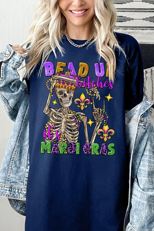 Bead Up Bitches It's Mardi Gras Heavyweight Tee