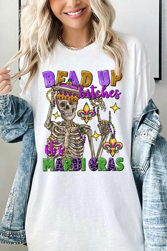 Bead Up Bitches It's Mardi Gras Heavyweight Tee