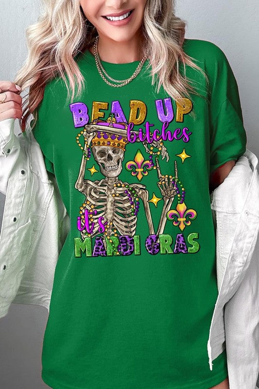 Bead Up Bitches It's Mardi Gras Heavyweight Tee