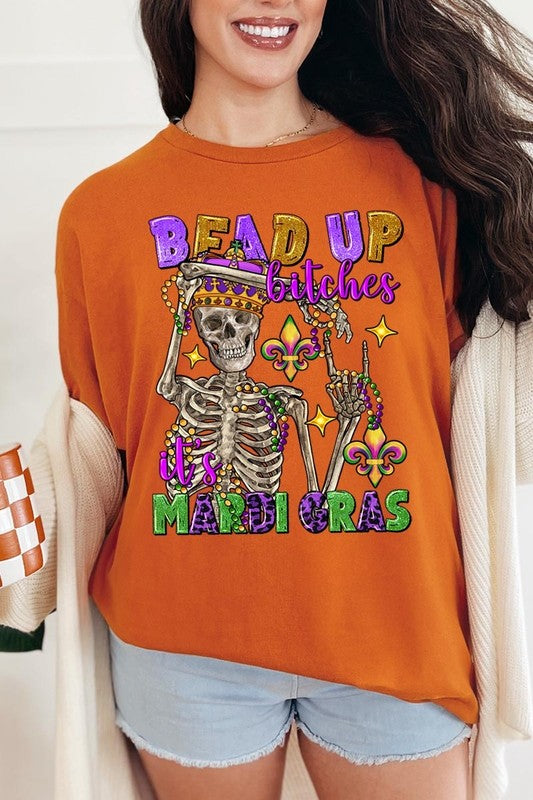 Bead Up Bitches It's Mardi Gras Heavyweight Tee