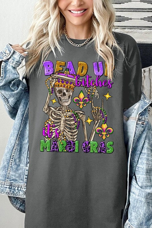 Bead Up Bitches It's Mardi Gras Heavyweight Tee