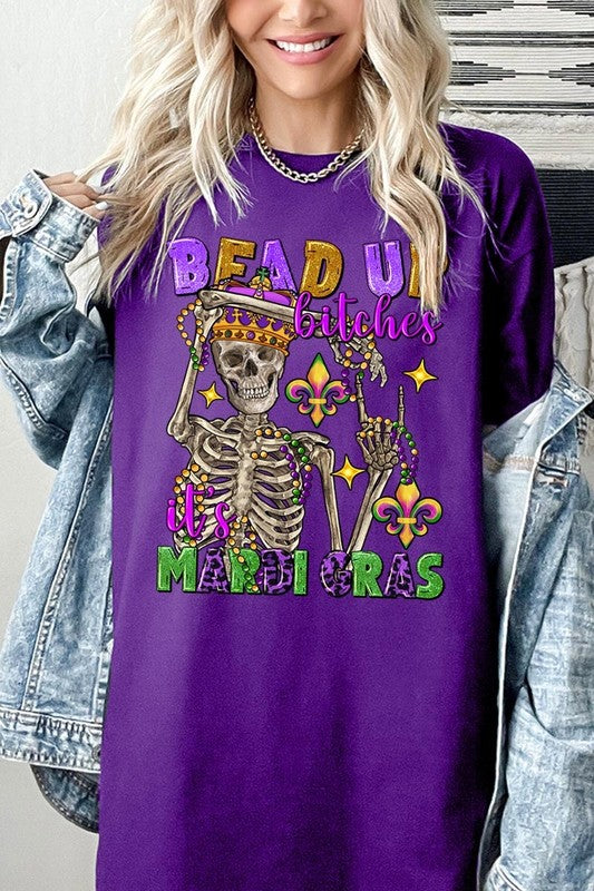 Bead Up Bitches It's Mardi Gras Heavyweight Tee