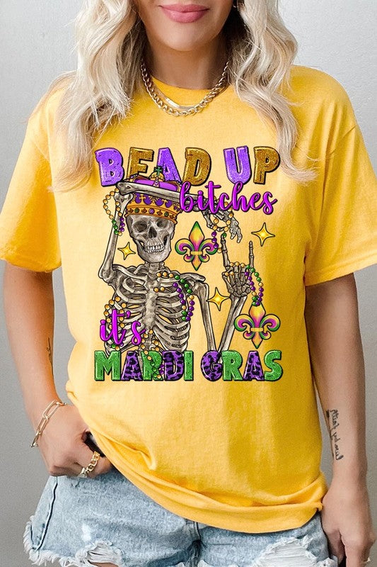 Bead Up Bitches It's Mardi Gras Heavyweight Tee