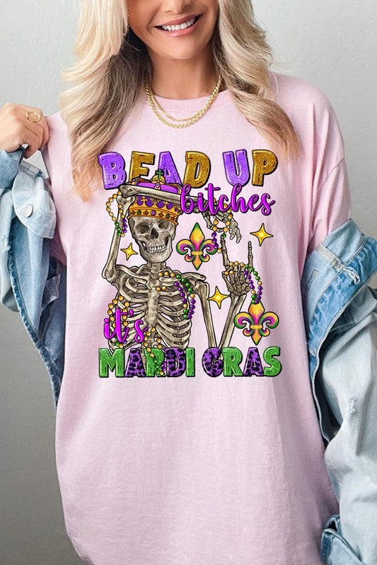 Bead Up Bitches It's Mardi Gras Heavyweight Tee