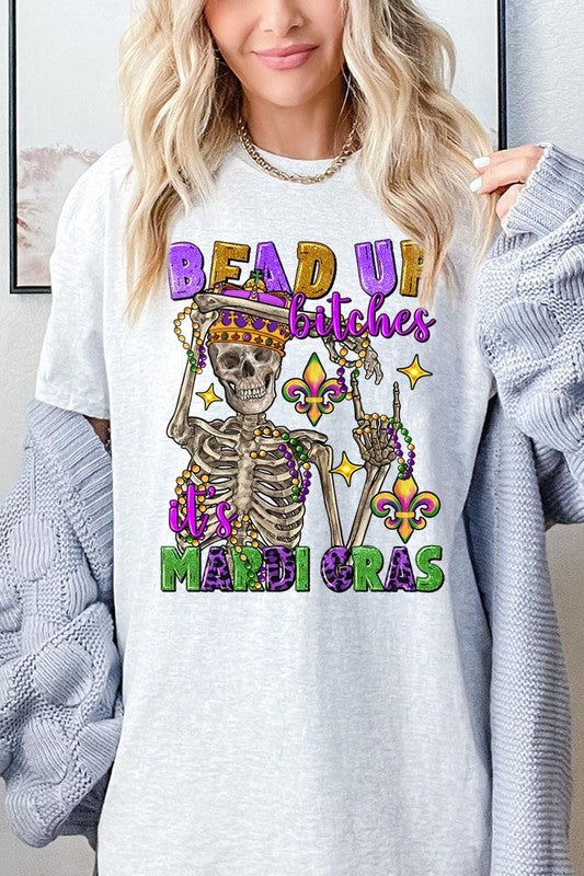 Bead Up Bitches It's Mardi Gras Heavyweight Tee