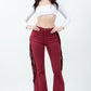 Texas Sun Fringe Bell Bottom jean in Wine