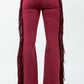 Texas Sun Fringe Bell Bottom jean in Wine