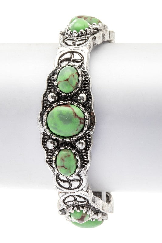 Genuine Stone Stretch Western Bracelet