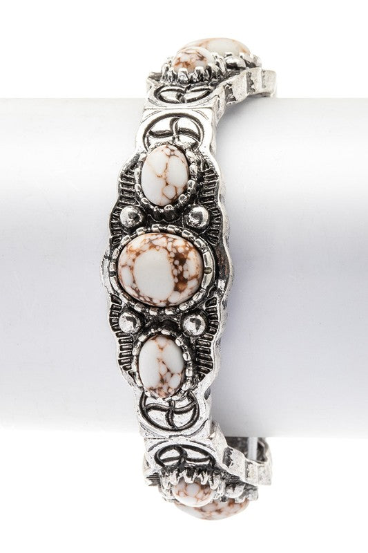 Genuine Stone Stretch Western Bracelet