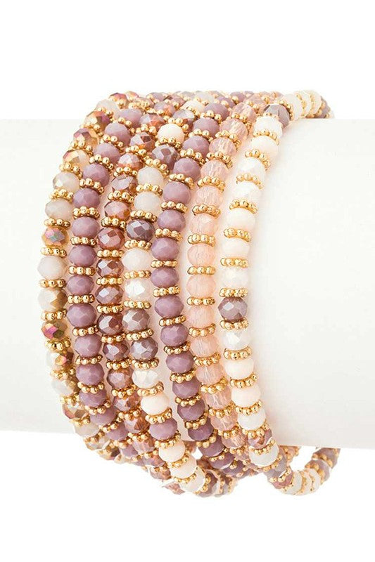 Mix Beads 7 Layered Stretch Bracelet Set