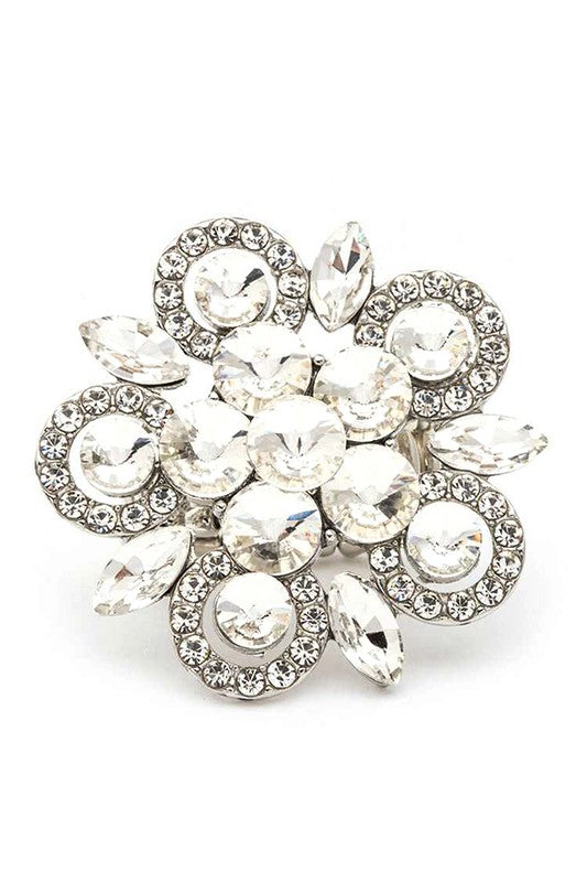 Crystal Flower Statement Stretch Ring