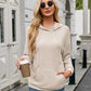 Ribbed Drawstring Long Sleeve Hoodie