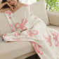 Pink 127*152cm Bow Printed Cozy Soft Throw Blanket