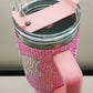 Pink Sweet Rhinestone Bow Tumbler Cup with Straw and Handle