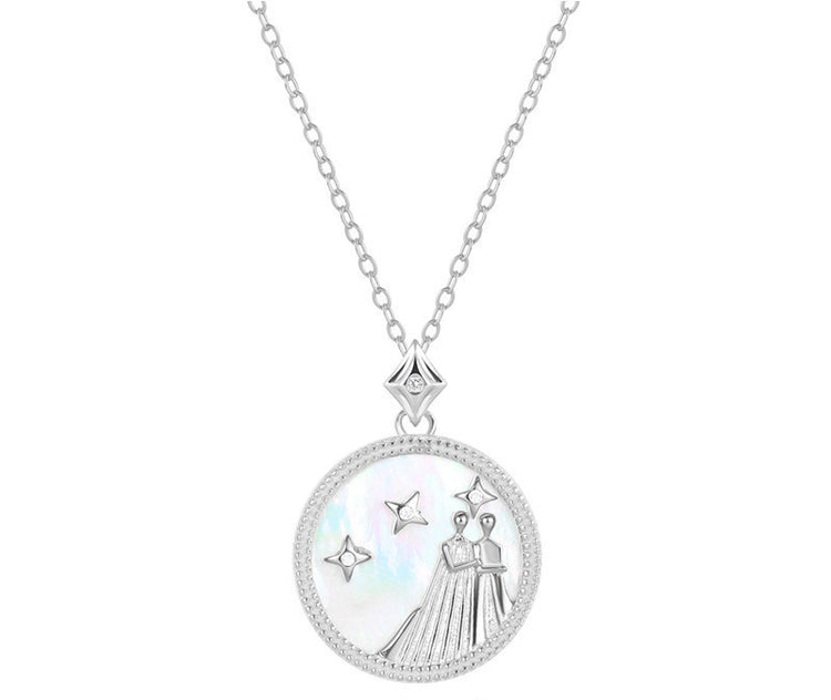 Sterling Silver Zodiac White Shell Necklace