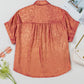 Rose Red Metallic Sheen Short Sleeve Plus Size Shirt