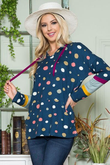 Plus-size polka dot hoodie