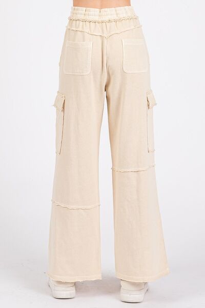 Elastic waist wide leg pants