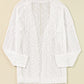 White Plus Size Eyelet Knit Open Front Cardigan