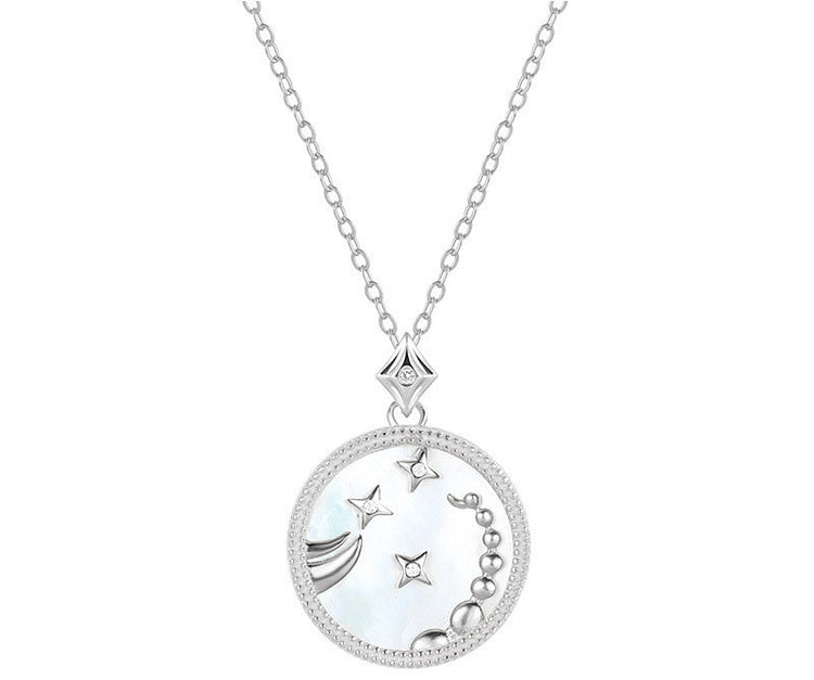 Sterling Silver Zodiac White Shell Necklace