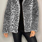 Full Size Leopard Furry Collared Neck Long Sleeve Coat