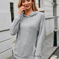 Ribbed Drawstring Long Sleeve Hoodie