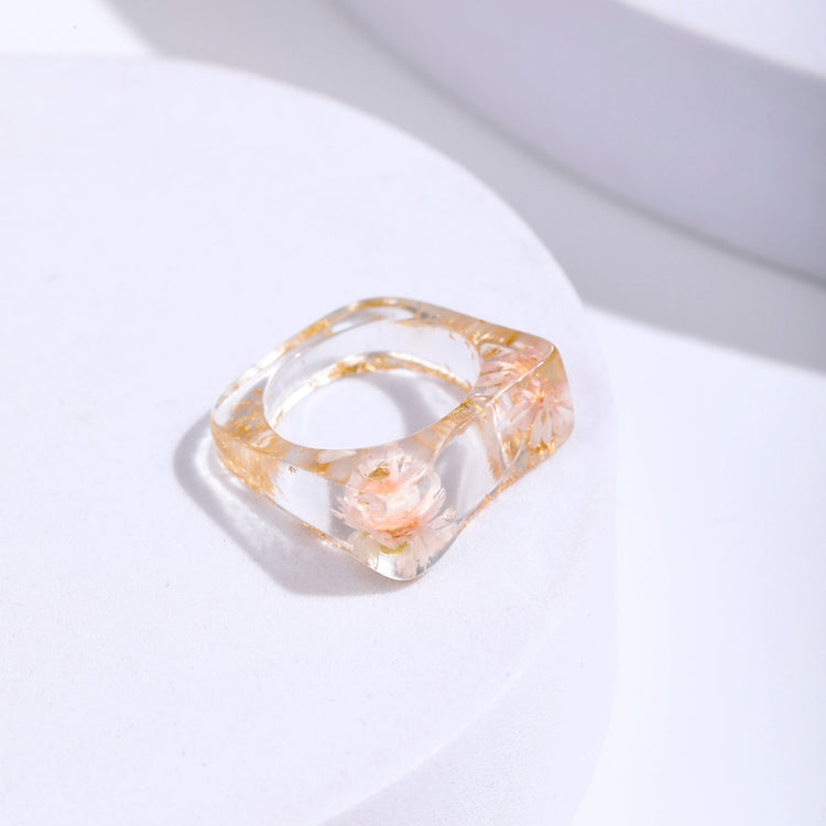 Fashion Popular Resin Dried Flower Ring