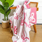 Pink 127*152cm Bow Printed Cozy Soft Throw Blanket