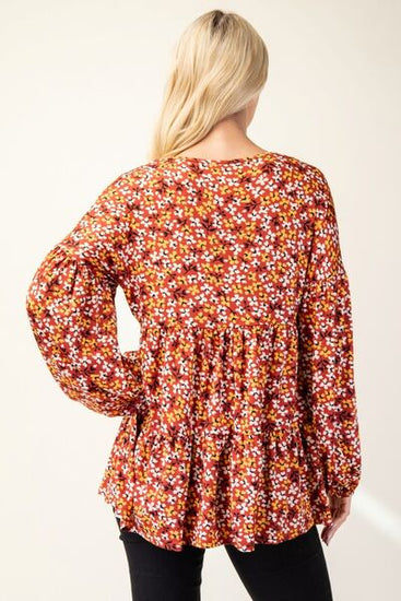 Plus-size floral blouse