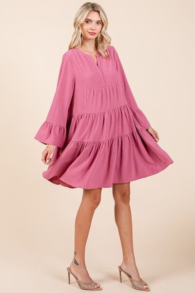 Bell sleeve tiered dress