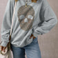 Skull Round Neck Long Sleeve Sweatshirt