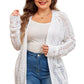 White Plus Size Eyelet Knit Open Front Cardigan