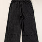 Black Plus Mineral Wash Exposed Seam Wide Leg Cropped Pants