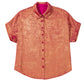 Rose Red Metallic Sheen Short Sleeve Plus Size Shirt