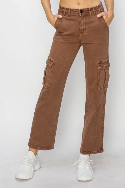 High-rise cargo jeans