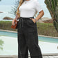 Black Plus Mineral Wash Exposed Seam Wide Leg Cropped Pants