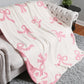 Pink 127*152cm Bow Printed Cozy Soft Throw Blanket