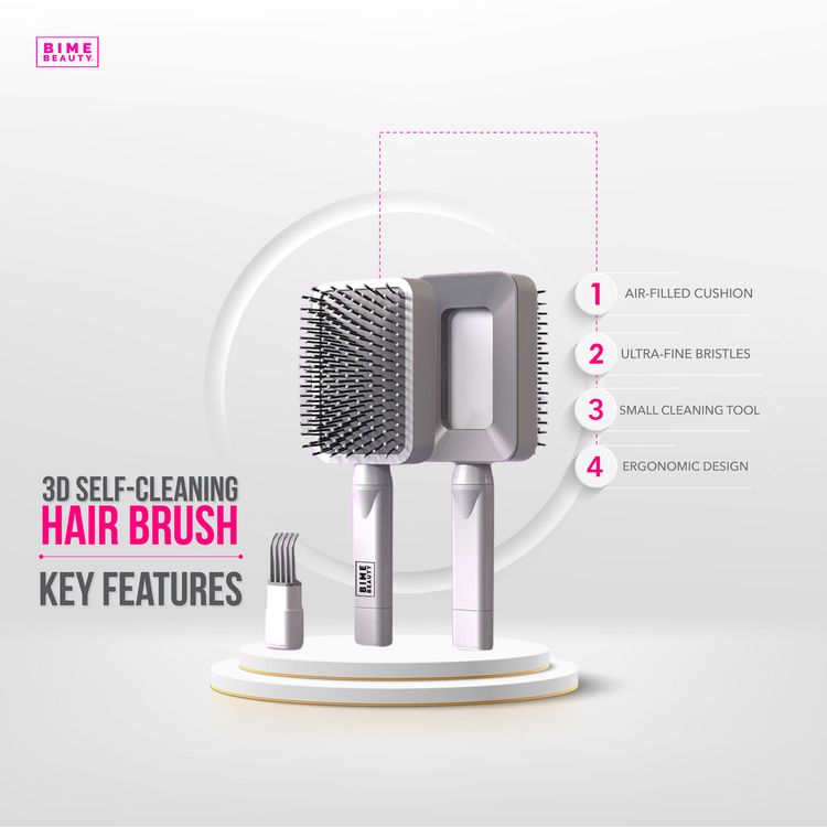 3D Self-cleaning Deluxe Rectangular Hair Brush