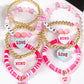 Bonbon Letter Print Heart Beaded Valentines Bracelet