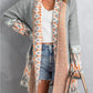 Geometric Open Front Long Sleeve Cardigan