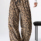 Brown Leopard Print Straight Leg Tie Waist Pant