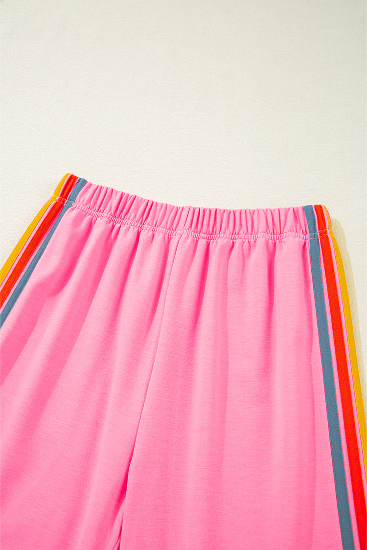 Pink Rainbow Striped Jogger Sweatpants