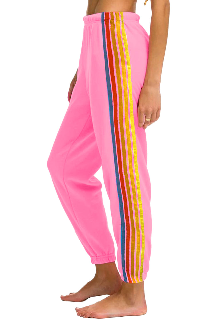 Pink Rainbow Striped Jogger Sweatpants