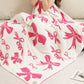 Pink 127*152cm Bow Printed Cozy Soft Throw Blanket