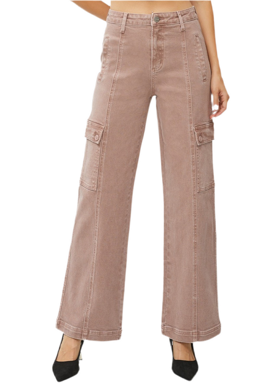 RISEN Full Size High Rise Wide Leg Cargo Jeans