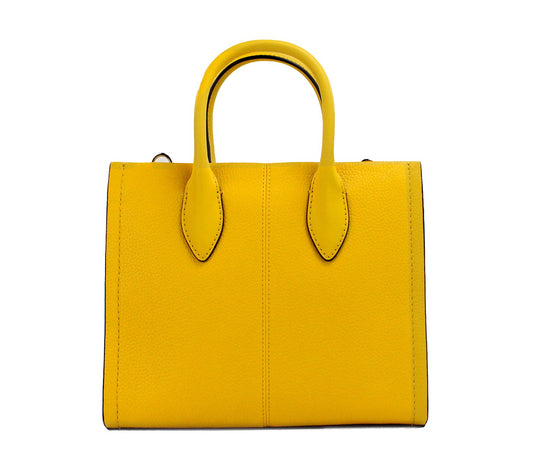 Michael Kors Mirella Small Jasmine Yellow Leather Top Zip Shopper Tote Bag