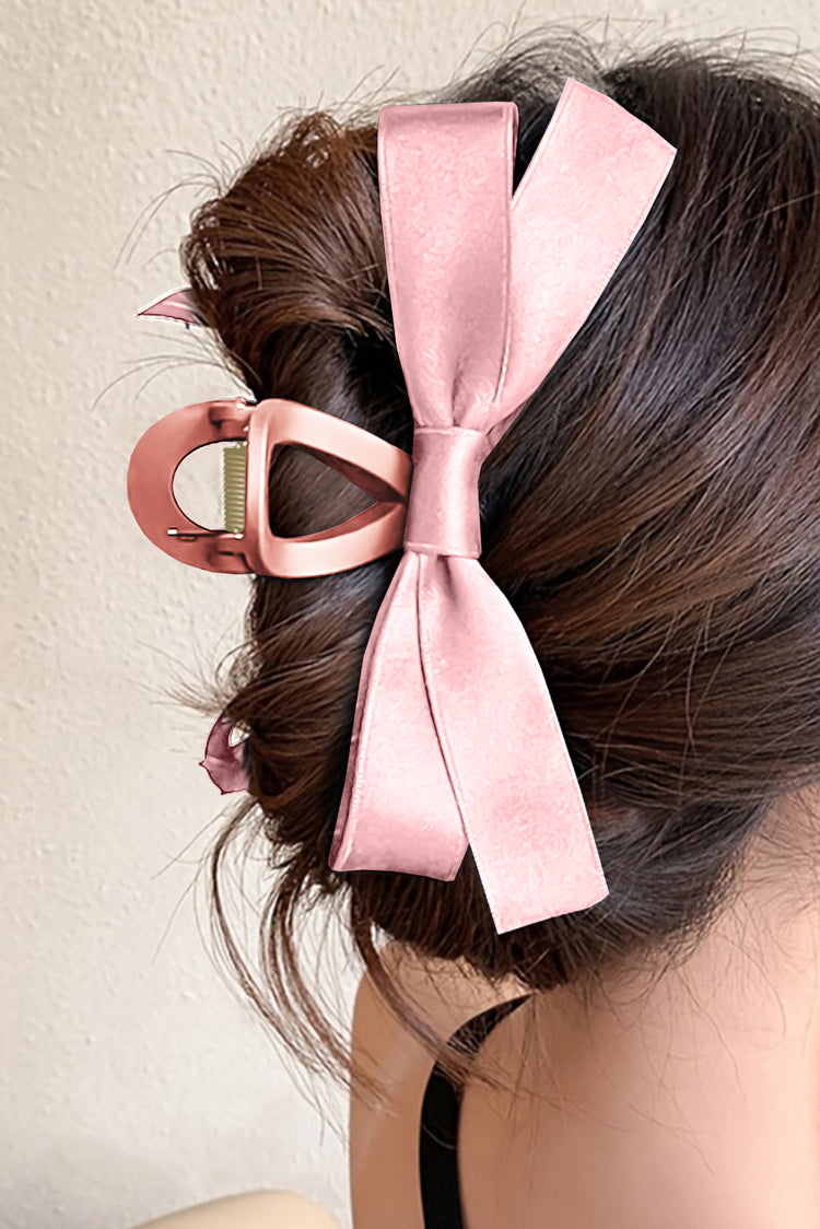 Black Solid Color Ribbon Bow Decor Hair Clip